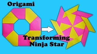 Ninja Star  How To Make Transforming Ninja Star  Paper Transforming Ninja Star  Shuriken [upl. by Eniruam]