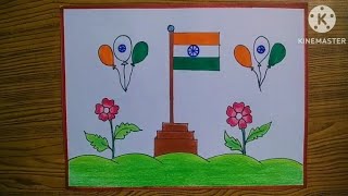 Independence day drawing Easy independence day drawing step by step [upl. by Amre]