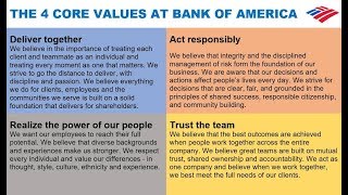 The 4 Core Values at Bank of America via Brian Moynihan [upl. by Pepe936]