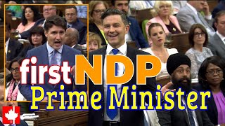 Liberal bench erupts in uproar as Poilievre calls Trudeau Canadas first NDP Prime Minister [upl. by Eugenle]