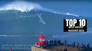 Top 10 BEST WAVES of NAZARE SWELL 2022 [upl. by Shea]