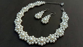 Making Of Simple Pearl Necklace Designer Necklace Useful amp Easy [upl. by Krm]