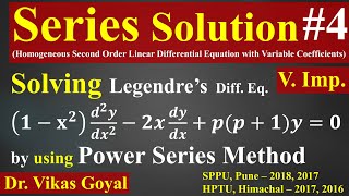 Series Solution 4 VImp  Power Series Method  Legendres Differential Equation  BTech [upl. by Margy]