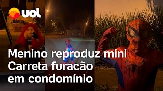 Mini Carreta Furacão menino faz mãe dirigir por condomínio fantasiado de personagens do trenzinho [upl. by Etaner867]