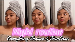 My Night Routine♡ Everything shower Skincare amp Hair care [upl. by Idorb]