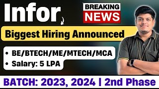 Infor 2024 2023 Biggest Hiring Announced  Salary 5 LPA  Off Campus Drive  BEBTECHMEMTECHMCA [upl. by Wagstaff]