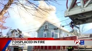 7 displaced by Providence house fire [upl. by Atrebla213]