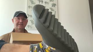 Yeezy Slide Dark Onyx unboxing sizing review and comparison [upl. by Tigges]