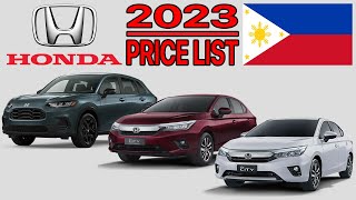 Honda Cars Price List In The Philippines 2023 [upl. by Naihs841]