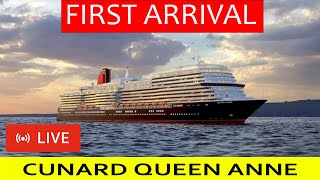 SHIPS TV  LIVE Cunard Queen Anne Brand New Ship First Time Arriving Port of Southampton [upl. by Yeroc]