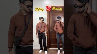 Styling vs wearing hoodie hoodielovers styling grwashish collegeoutfits winterspecial [upl. by Rokach581]