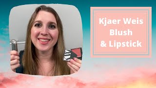 KJAER WEIS Organic Makeup Cream Blush and Nude Naturally Lipstick  Full Review  Demo  Thoughts [upl. by Allys]