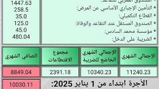 معرفة قيمة التخفيض الضريبي بالضبط و كذا الأجرة المقبلة ابتداء من 1 يناير 2025 ،حساب الاجرة الصافية [upl. by Lissi]