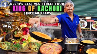 The ULTIMATE VEG Street Food of Delhi 60 YearsOld KACHORI KING amp KB Chaat Ke Moonglet Ep 2 [upl. by Adnilam966]