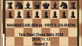 MAGNUS CARLSEN NORWAY vs VIDIT GUJRATHI INDIA  Tata Steel Chess India 20241113 chess [upl. by Genny]