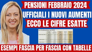 PENSIONI IMPORTI ESATTI FASCIA PER FASCIA 👉🏼 TABELLE con ESEMPI AUMENTI RIVALUTAZIONE 2024 ‼️ [upl. by Furr]