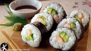 How to make SUSHI at home Simple and Easy SUSHI recipe for beginners  Yummy Food World [upl. by Farlie172]