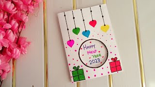 Happy New year card 2023  How to make New year greeting card  New year card making handmade easy [upl. by Cassil]