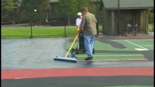 SportMaster Tennis Court Resurfacing  Mixing and Applying Acrylic Resurfacer [upl. by Ahseenat71]