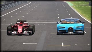 Bugatti Chiron vs Ferrari F1 Circuit and Drag test [upl. by Pedersen]