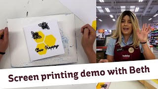 Bee Happy Screen Printing Tutorial  Art  Hobbycraft [upl. by Llerrom]