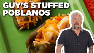 Guy Fieris Poblanos Stuffed with Chorizo Shrimp amp Rice THROWBACK  Guys Big Bite  Food Network [upl. by Agon]