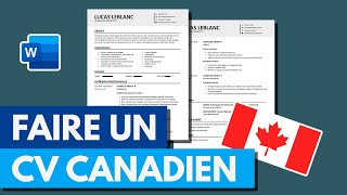 Comment Faire un CV Canadien 2024  Normes et Modèle Gratuit [upl. by Maffa]