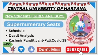 NEW UPDATE Schedule of Supernumerary Seats Out 2024  Central University of Haryana cuh [upl. by Lissner437]