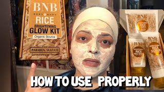 BNB Rice Brightening Glow Kit  How to use This Kit Properly Step By Step [upl. by Akenn]