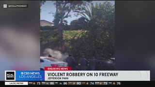 Driver ran off I10 Freeway and robbed [upl. by Cohin]