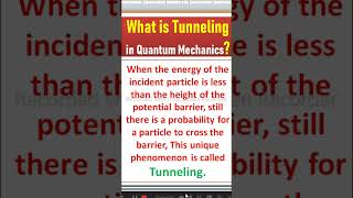 Tunnel effect in Quantum Mechanics utube shorts [upl. by Fayre]