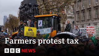 Thousands of UK farmers protest against inheritance tax changes  BBC News [upl. by Ohaus621]