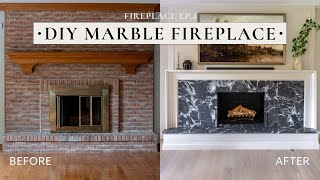 EXTREME DIY Marble Fireplace Makeover  Fireplace Pt 4 Reveal [upl. by Mollee]