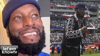 Tyrese Gibson Premieres A “Marvin Gaye” Look While Singing The Anthem At The Rams Game🤔 [upl. by Noonan658]