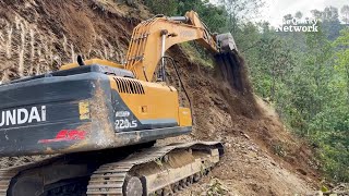 Talented Excavator Operator Building Roads on a Steep Mountain [upl. by Ignazio]