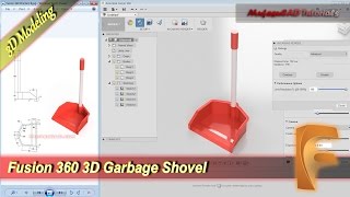 Fusion 360 3D Garbage Shovel Tutorial Beginner Practice 8 [upl. by Gunas612]