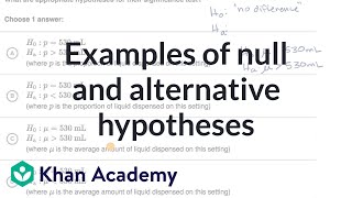 Examples of null and alternative hypotheses  AP Statistics  Khan Academy [upl. by Yelwar875]