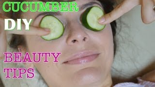 DIY Cucumber Beauty TIPS Puffy Eyes Remedy  Whitening Mask for Acne Scars  Refreshing Scrub [upl. by Campman]