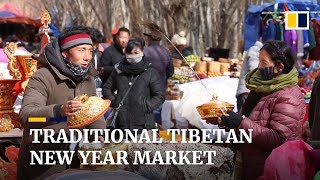 Traditional market opens for Tibetan New Year Losar preparations [upl. by Ees]