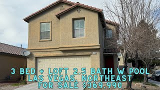 FOR SALE 369990 Las Vegas 3 BED 25 BATH Loft Pool Northeast [upl. by Nicko]