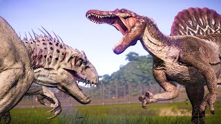 BATTLE ROYALE CARNIVORE amp HERBIVORE DINOSAURS BATTLE IN JURASSIC PARK  Jurassic World Evolution [upl. by Gavrielle615]