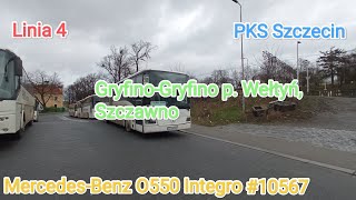 Gryfino Linia 4 GryfinoGryfino p Wełtyń Szczawno MercedesBenz Integro O550 10567 [upl. by Odraude890]