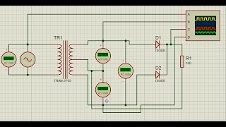 how to full wave rectifier using center tape transformer in proteus software [upl. by Itsym405]