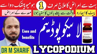 Lycopodium Homeopathic Medicine  Lycopodium Q\30\200 ke fayde  Homeopathic Dr M Sharif Health Tips [upl. by Recha]