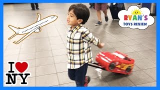 Ryan ToysReview airplane ride and opening surprise eggs [upl. by Sikorski]