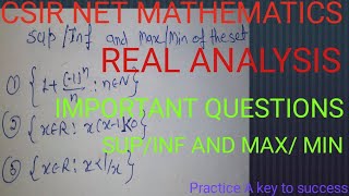 SUPREMUM AND INFIMUM OF A SETCSIR NET MATHEMATICSREAL ANALYSIS ALSO MAXIMUM AND MINIMUM [upl. by Serge]