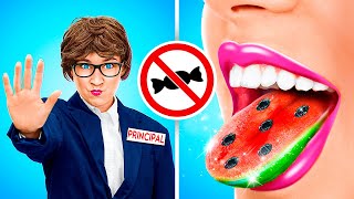 🍉HOW TO SNEAK FOOD INTO SCHOOL 📚 Cool Sneaking Tricks and Funny Moments by 123 GO [upl. by Loss]