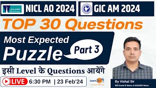 NICL AO 2024  NICL AO Reasoning  Top 300 Questions For Reasoning  Part 3  By Vishal Sir [upl. by Ott]