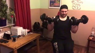 Bizepscurls mit Bowflex Kurzhanteln auf Hantelbank im unteren Griff Anleitung Muskeltraining zu Haus [upl. by Simona]