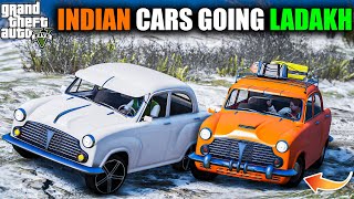 GTA 5  TOP INDIAN CARS GOING TO LADKAH WITH hindustan ambassador WITH JIMMY AND MICHAEL OMG [upl. by Yreva]